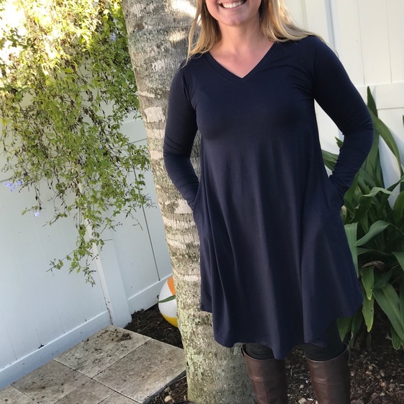 Zenana Outfitters Dresses & Skirts - Navy Blue A-line Dress with pockets